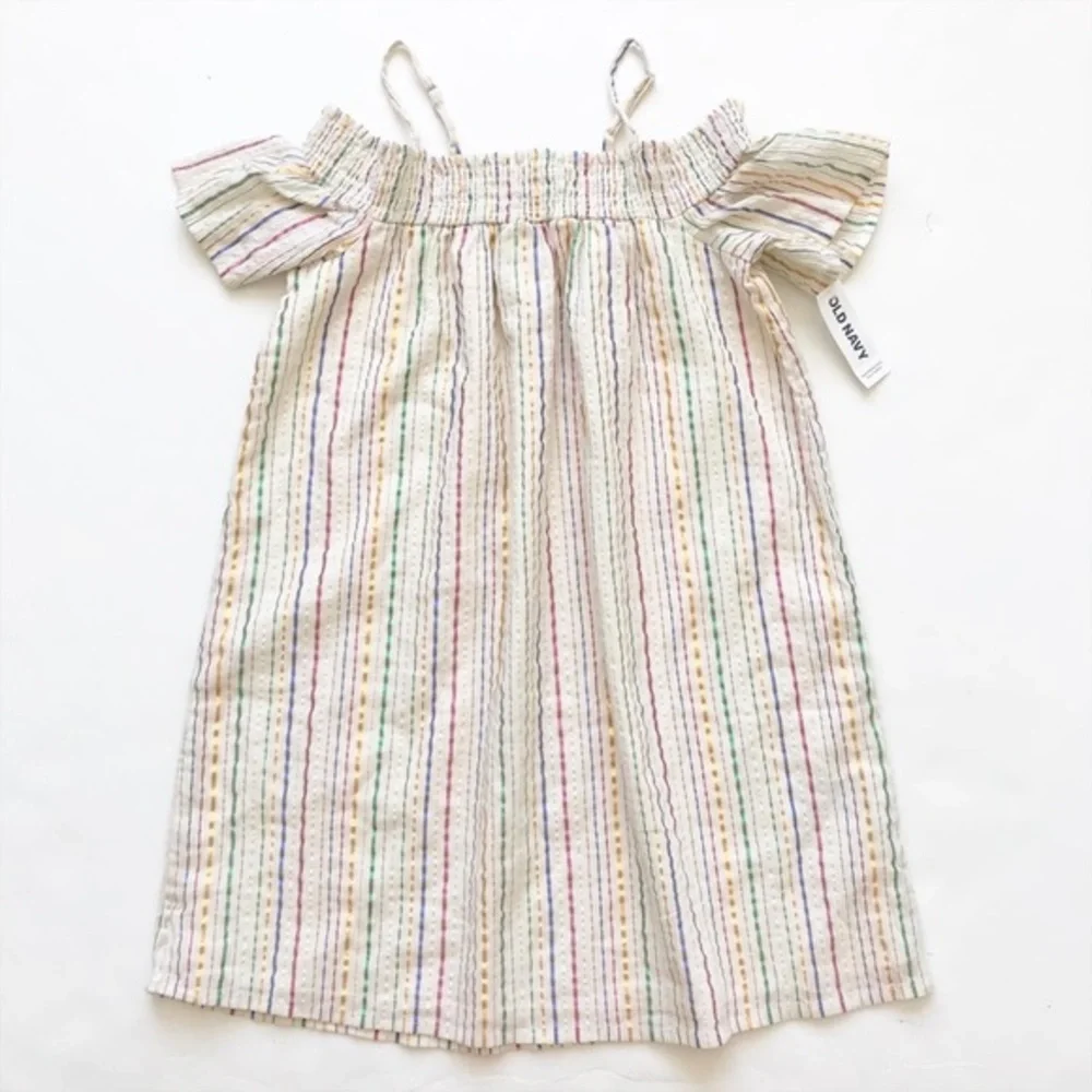 Old Navy NWT cold shoulder shiny stripe dress M(8)
